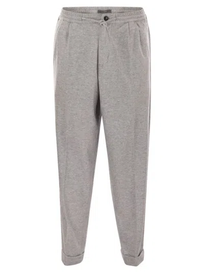 Fedeli Harvard Soft Cashmere Flannel Trousers In Gray
