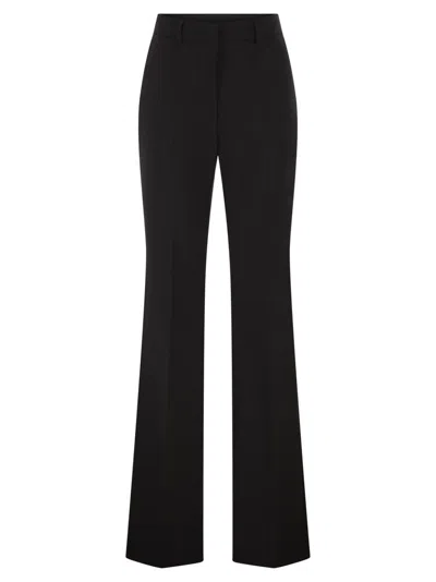Sportmax Brown Flared Trousers In Stretch Wool In Black