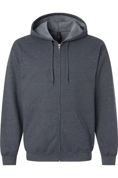 Gildan Softstyle Full-zip Hooded Sweatshirt In Blue