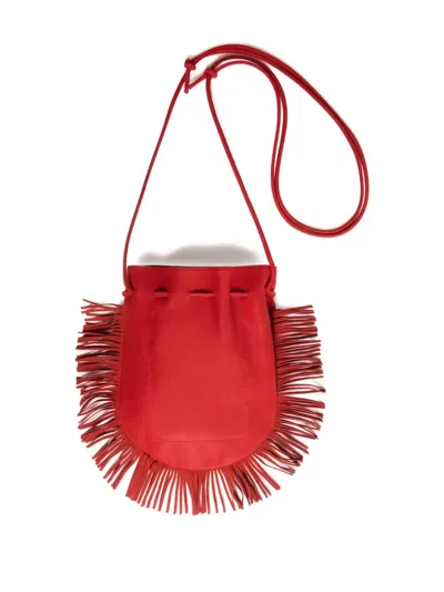 La Doublej Fringed-edge Clutch Bag In Red