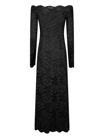 Rabanne Lace Floral Midi Dress In Black