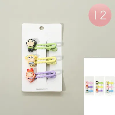 Fashnzfab 12 Set Of 3 - Cartoon Character Alligator Snap Hair Clip Set In Multi