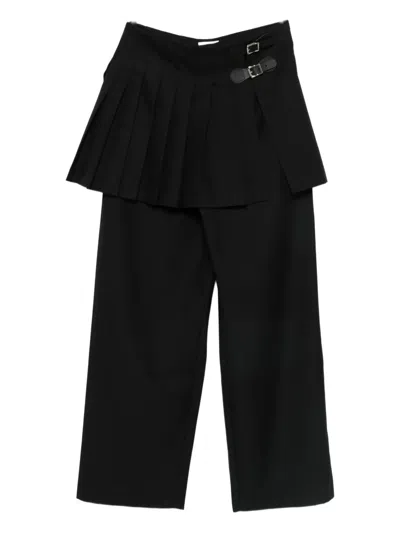Charles Jeffrey Loverboy Black Mini Wide Leg Skouser Trousers In Black