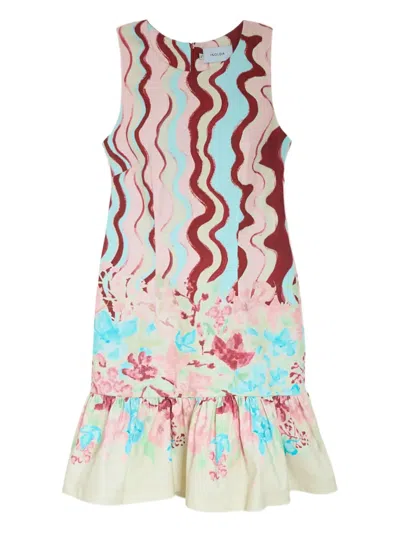 Isolda Arábia Ruffled Floral Dress In Multi