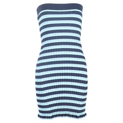 Altuzarra Striped Strapless Mini Dress In Blue Viscose In Blue