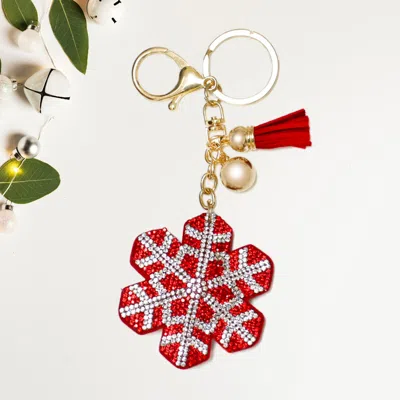 Fashnzfab Bling Snowflake Tassel Keychain In Gold