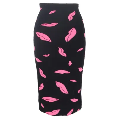 Diane Von Furstenberg Lips Printed Midi Fitted Skirt In Multicolor Polyester In Multi