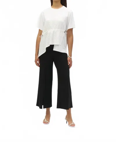 Joseph Ribkoff Adjustable Elastic Asymmetrical Top In Vanilla In White