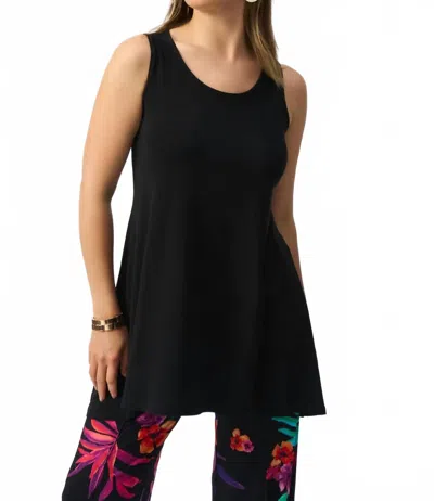 Joseph Ribkoff Scoop Neck Sleeveless Flared Tunic Top In Black In Black