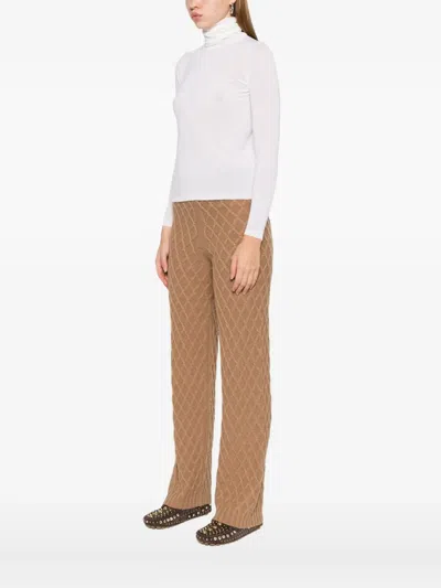 Max Mara Wool And Silk Knit Turtleneck In White