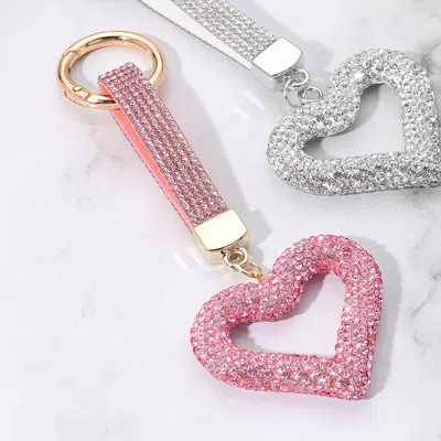 Fashnzfab Bling Studded Heart Keychain / Bag Charm In Multi