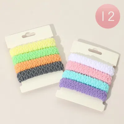 Fashnzfab 12 Set Of 4 - Colorful Textured Soft Elastic Stretch Hairbands In Multi