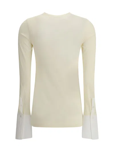 Darkpark Nora Jumper With Buttoned Shirt Cuffs In Neutral