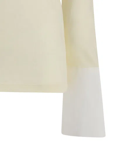 Darkpark Nora Jumper With Buttoned Shirt Cuffs In Neutral