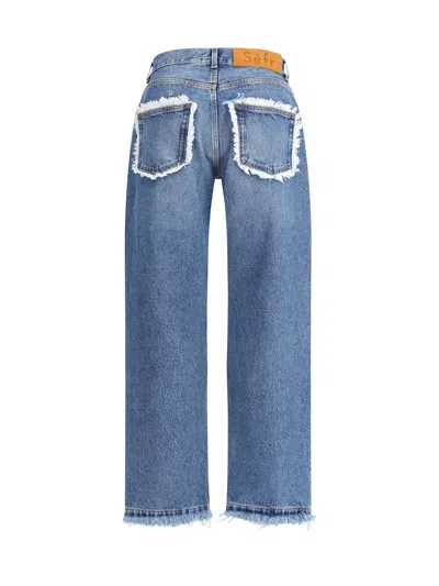 Séfr Frayed Cut Jeans In Blue