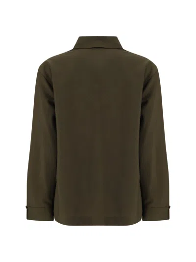 Fendi Women Green Shirt With Asymmetric Side Closure And Cut-out Detail On The Front In Wool Woman In Green