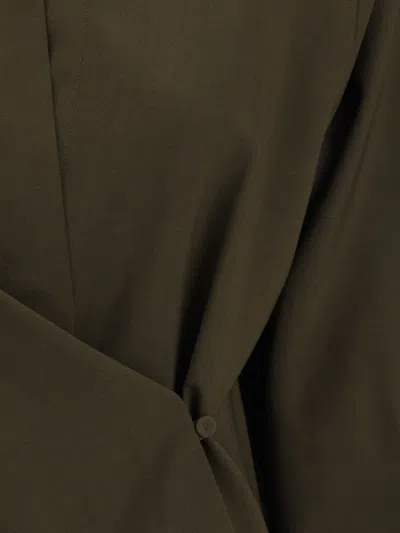 Fendi Women Green Shirt With Asymmetric Side Closure And Cut-out Detail On The Front In Wool Woman In Green