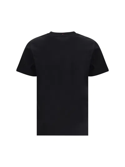Moncler Crew Neck Top Ribbed Collar Short Sleeves In Black