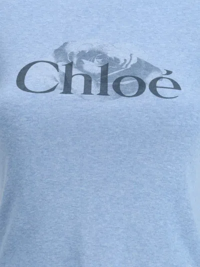 Chloé Chloè Logo Cotton T Shirt In Blue