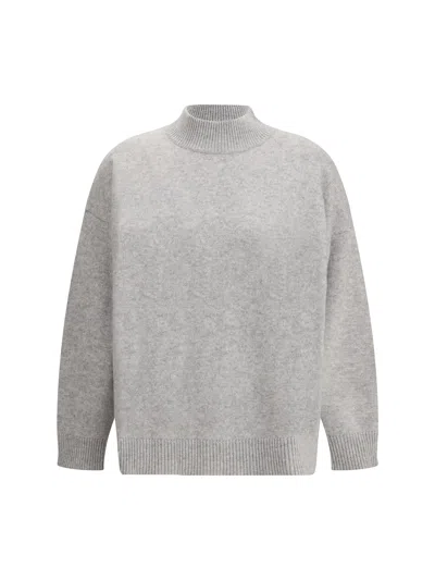 Madeleine Thompson Crewneck Sweater In Wool And Cashmere In Gray