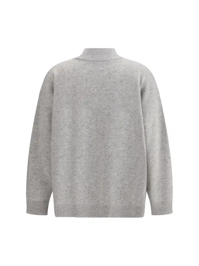Madeleine Thompson Crewneck Sweater In Wool And Cashmere In Gray