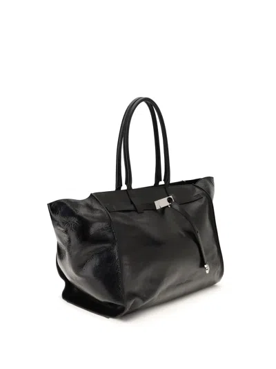 Benedetta Bruzziches Glossy Finish Shoulder Bag With Front Strap In Black