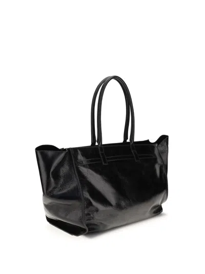 Benedetta Bruzziches Glossy Finish Shoulder Bag With Front Strap In Black