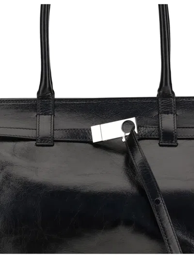 Benedetta Bruzziches Glossy Finish Shoulder Bag With Front Strap In Black