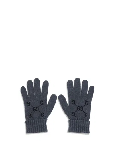 Gucci Logo-pattern Gloves In Gray