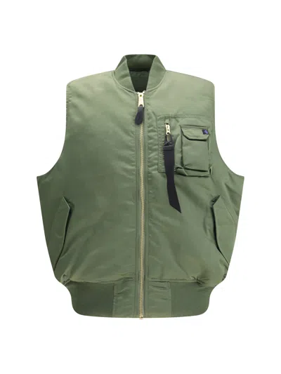 Alpha Industries Zip Pocket Gilets In Green