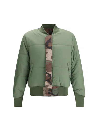 Alpha Industries Camouflage Utility Pocket Bomber Jacket In Green