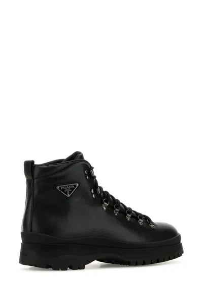 Prada Logo Plaque-detailing Boots In Black