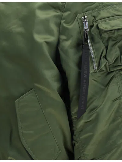 Alpha Industries Ma-1 Vf 59 Long Bomber Jacket Dark Green Nylon Bomber Jacket In Green