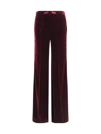 Forte Forte Flared Trousers In Smooth Velvet In Red