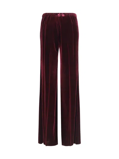 Forte Forte Flared Trousers In Smooth Velvet In Red