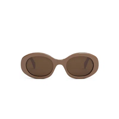 Celine Triomphe Cl40194u 45e Oval Sunglasses In Brown