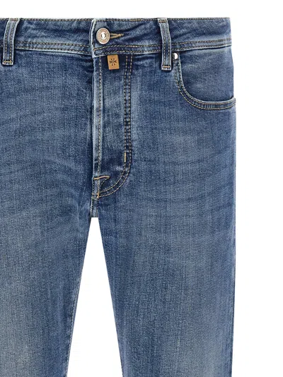 Jacob Cohen Belt Loops Contrast Stitching Faded Jeans In Blue