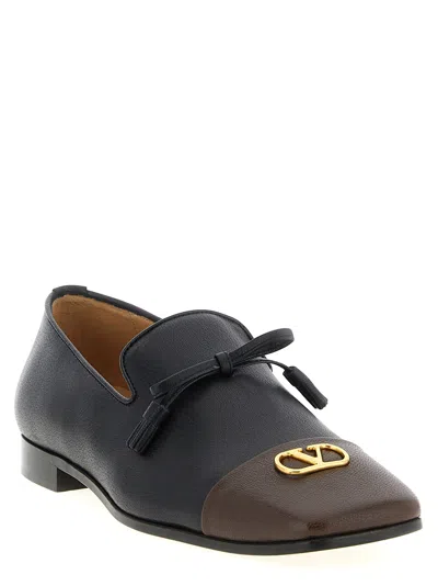 Valentino Babouchoes Vlogo Loafers In Leather In Black