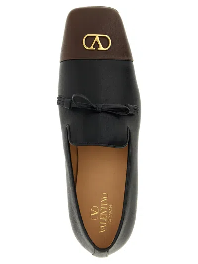 Valentino Babouchoes Vlogo Loafers In Leather In Black