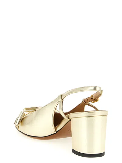 Valentino Signature Pumps With Block Heel And Tassel In Gold