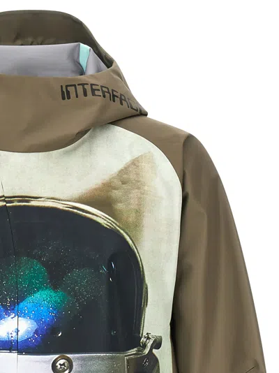 Undercover Water-repellent Nylon Jacket With Futuristic Artwork In Green