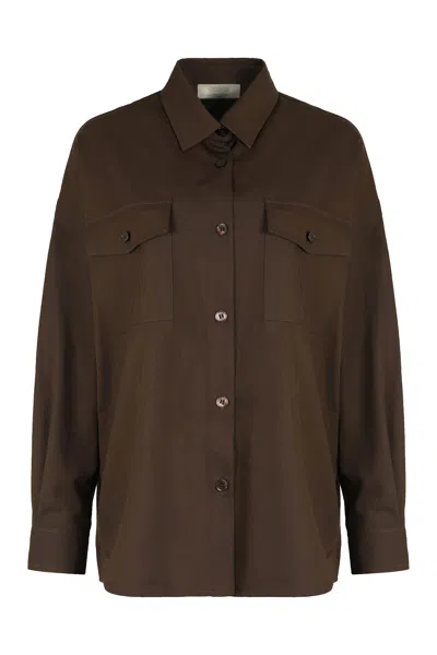 Weekend Max Mara Firmina Virgin Wool Button-up Shirt In Brown