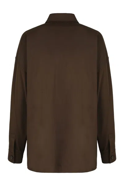 Weekend Max Mara Firmina Virgin Wool Button-up Shirt In Brown