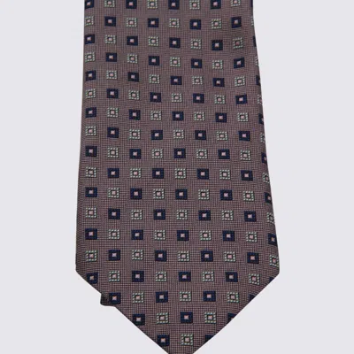 Zegna Geometric Pattern Ties Standard Width Design In Brown