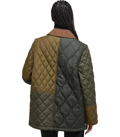 Barbour Quilted Jacket With Contrast Collar And Pockets In Green