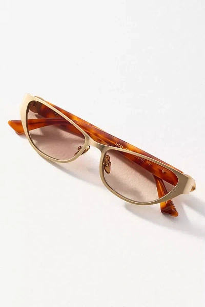 Poppy Lissiman Gold Slim Cat-eye Sunglasses In Brown