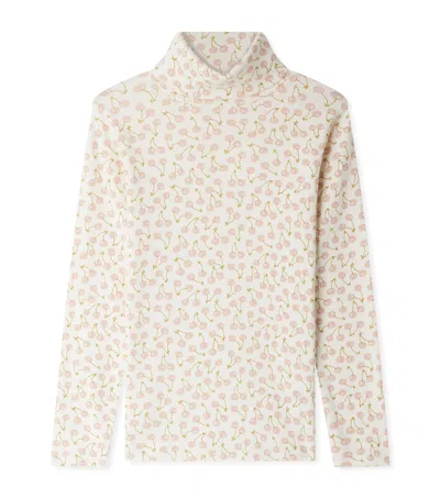 Bonpoint Organic Cotton Cherry Rollneck Sweater In Pink