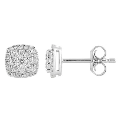 Brilliant Diamond 1/3 Carat Lab Grown Halo Diamond Stud Earrings In Sterling Silver In White