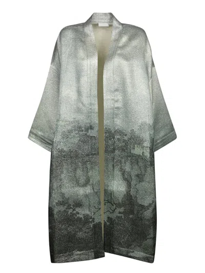 Pierre-louis Mascia Abstract-print Open-front Jacket In Gray