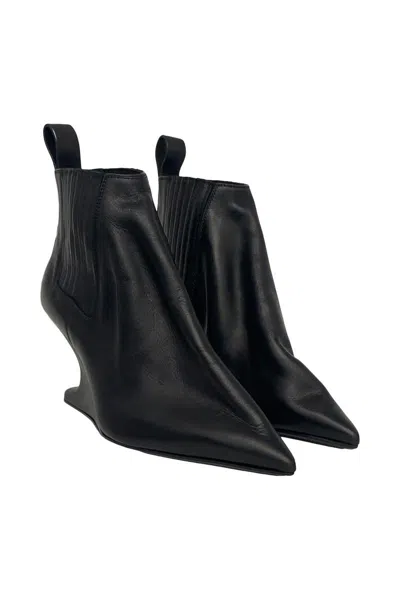 Rick Owens Ankle Boot With Pointed Toe And Sculptural Heel In Black